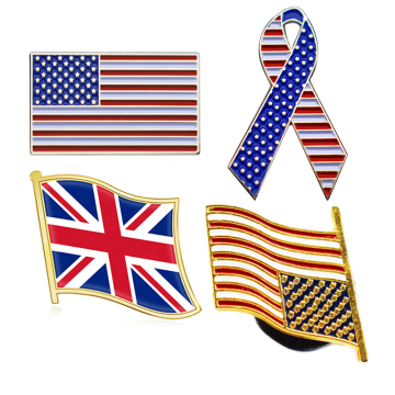 wholesale custom soft enamel metal United States flag logo zinc alloy collectible decoration lapel pin
